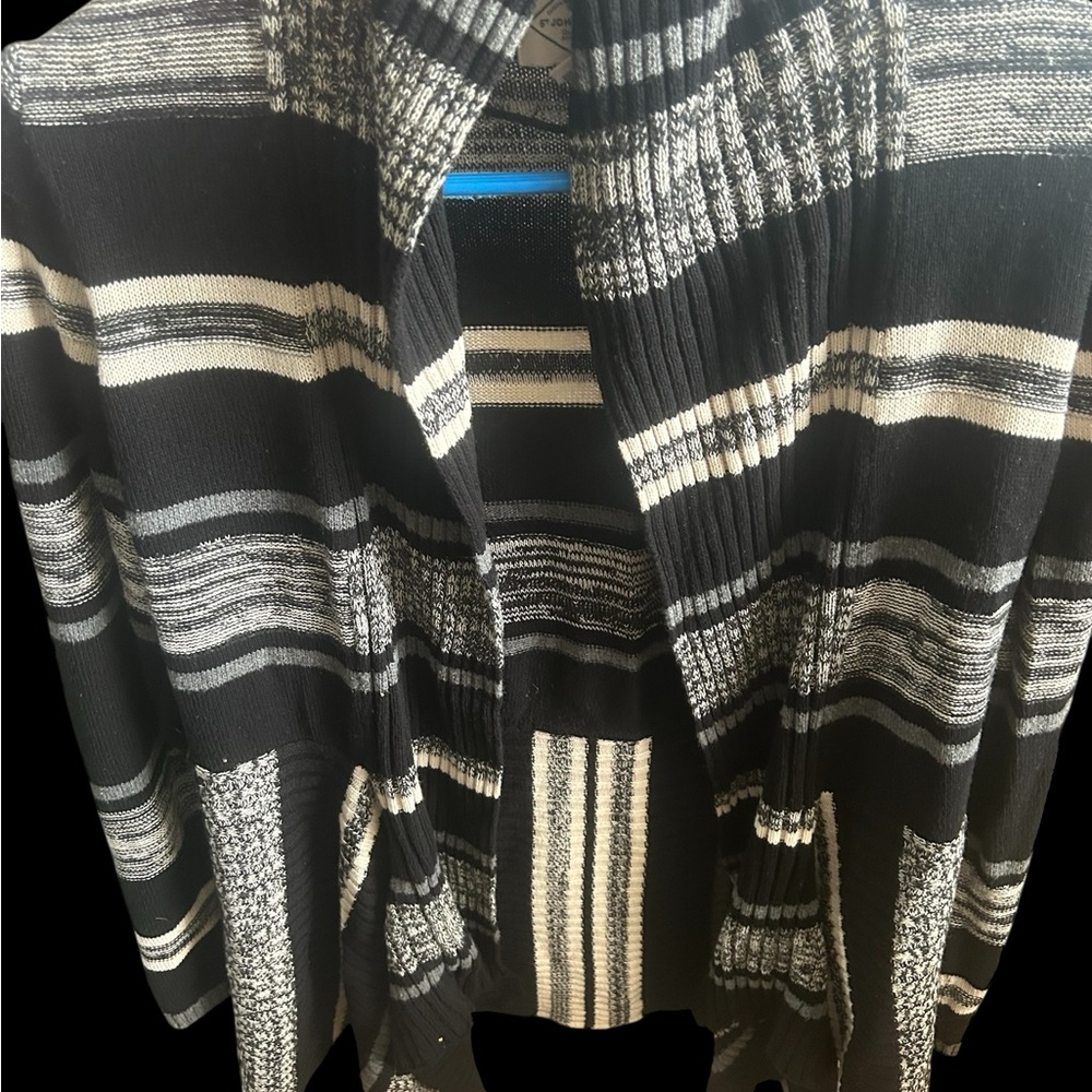 St. John's Bay Black and White Striped Cardigan